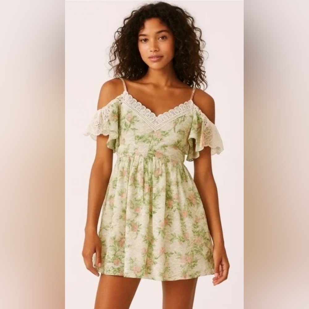 Disney Princess Tiana Lace Dress Size S Floral Sheer Fit Flare Romantic Mini